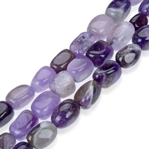 Adabele 15 Inch Natural Purple Amethyst Crystal Gemstone Tumbled Round Nugget Loose Beads 10mm-13mm Gem Stone Spacer for Craft Jewelry Making GZ4-9 - color: Amethyst, size: 15 Inch/1 Strand