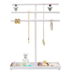 AUTODECO Jewelry Organizer Stand 3 Tier Tabletop Bracelet Rings Watches Necklace Display with Tray Great for Women White - color: Xy011-white