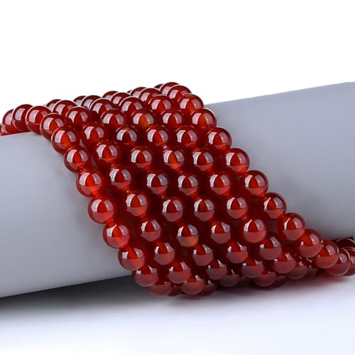 100pcs Natural Stone Beads 8mm Red Carnelian Round Genuine Real Stone Beading Loose Gemstone Hole Size 1mm DIY Charm Smooth Beads for Bracelets Necklaces Earrings Jewelry Making Crafts - color: Red Carnelian