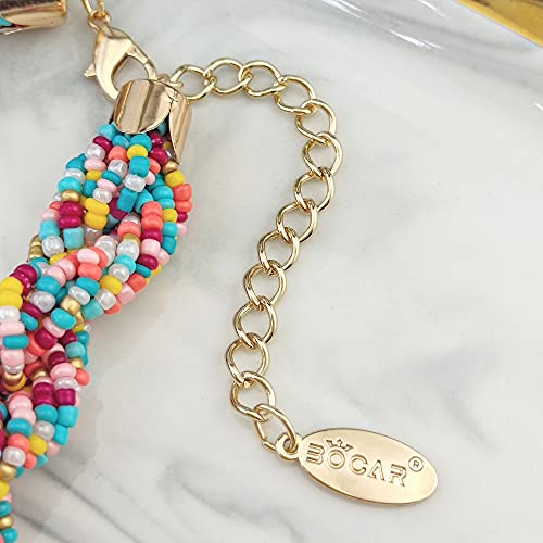 Bocar Fashion Seed Beads Statement Collar Necklace for Women (NK-10408) - color: mix2