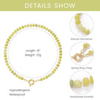 KissYan Beaded Gemstone Necklace for Women, Natural Stone Beach bead Necklace, 18" Boho Summer Handmade Jewelry Gifts - color: Lemon Jade