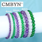 2/3-Pieces 4mm 6mm 8mm Natural Crystal Gemstone – Handmade Reiki Energy Healing Stretch Bracelets Jewelry for Yoga, Meditation, Unisex - color: 3 Pieces (Amethyst&GreenJade&WhiteJade), size: 6mm