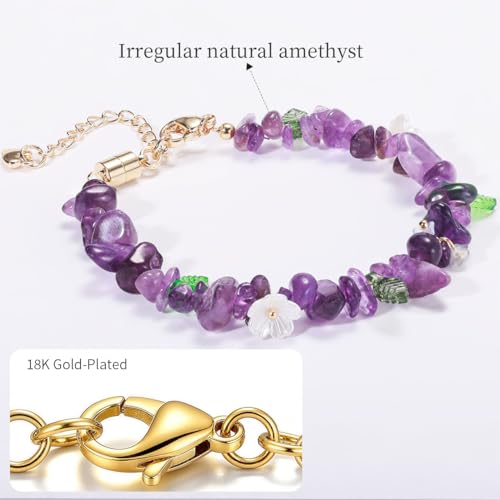 Healing Onyx Bracelet for Women Men Handmade Natural Gemstone Amethyst Crystal Bracelets Obsidian Cross Beaded Stone Jewelry - color: Amethyst