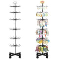 Retail Display Stand Store Display Rack 6 Tier Metal Spinning Display Stand Rack with Wheels Keychain Jewelry Stocking Hat Stand with Hooks for Malls, Showroom, Retail Store (6 Tier Black) - color: 6 Tier Black