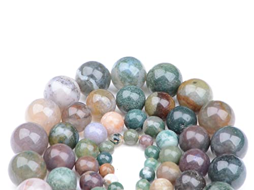 Bymitel 90 pcs Natural Genuine Real Round Loose Stone Beads Gemstone Spacers for Charm DIY Jewelry Making 15.5" per Strand 4mm (Indian Agate, 4mm) - color: Indian Agate, size: 4mm