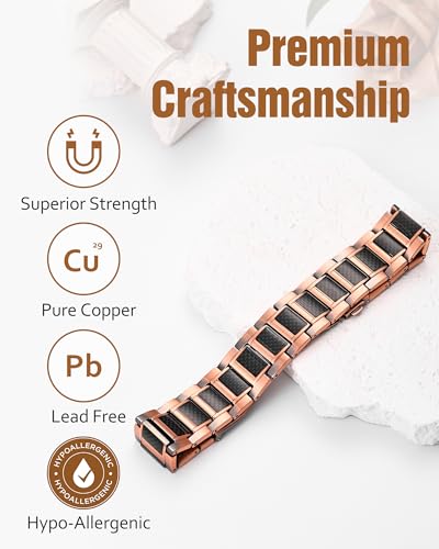 Jecanori Copper Magnetic Bracelet for Men, 3X Strength Pure Copper Bracelet for Men,Ideal Gift - style: The Forge