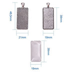 PH PandaHall 5 Sets Pendant Makings - 5pcs Rectangle Antique Silver Alloy Charms Trays Bezel Settings and 5pcs Glass Cabochon Dome Tiles Cameo for Valentine Wedding Bouquet Graduation Photo Charm - color: Antique Silver Rectangle - 5 Sets
