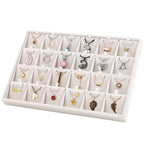 24 Grids Stackable Jewelry Tray Organizer with Removable Dividers, Velvet Jewelry Display Tray for Earrings Necklaces Bracelet Rings Display Showcase - Beige - color: Beige