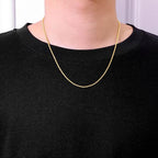 Fiusem 18K Gold Plated Rope Chain for Men, 18K Gold Plated/Black Chain Necklace, Stainless Steel Necklace for Men and Women, Jewelry Gifts - size: 22 Inches, style: Gold 2mm