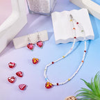 Valentines Heart Beads Cheriswelry 20Pcs Crystal Glass Heart Beads Red Hearts Pony Bead 13.5-14mm for Valentines Christmas Earring Bracelet Necklace Jewelry Making DIY Supplies - color: Print Heart