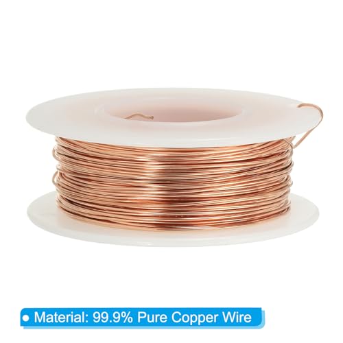 PATIKIL 98.42 Feet Solid Bare Copper Wire,22 Gauge 99.9% Pure Copper Wire 0.6mm Soft Beading Wire Metal Plant Stem Ties for Jewelry Craft (30m) - size: 0.6mm x 98.42ft