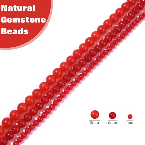 Vinswet 60pcs 6mm Carnelian Natural Stone Beads Round Genuine Real Stone Beading Loose Gemstones DIY Smooth Bead for Bracelet Necklace Earrings Jewelry Making - color: Carnelian, size: 6mm