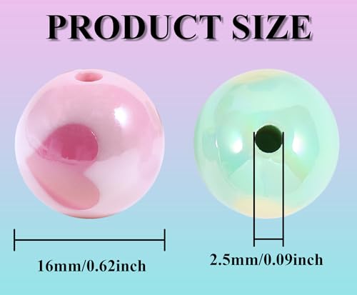15Pcs Acrylic Beads Round 16mm UV Fruit Print Fit for DIY Jewelry Bracelet Necklace Keychain Beadable Pens Mobile Phone Chain Making Cute (Heart Mixed Color) - color: Heart Mixed Color