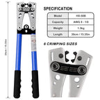 Sanuke Battery Cable Lug Crimping Tool, Cable Cutters High Leverage, Wire Crimper for AWG 8 6 4 2 1/0 Copper Wire Lugs, Aluminum Copper Communication Cables Cutting