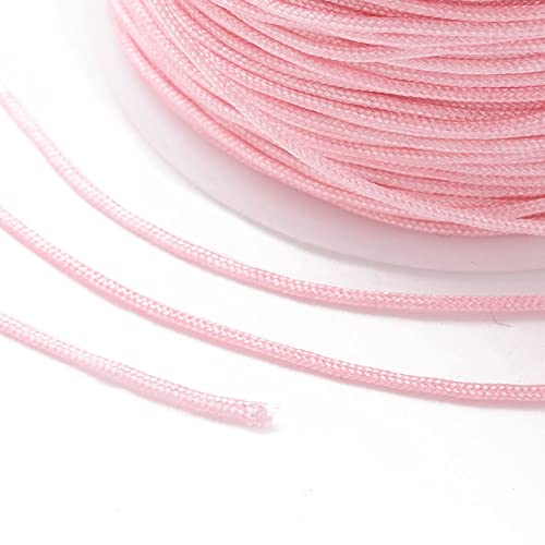 100 Yards 0.8mm Nylon Beading Cord Chinese Knotting Cords Rattail Macrame String Beading Thread for Jewelry Making Friendship Bracelets DIY Crafts Supplies (Pink) - color: Pink