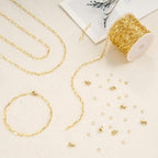 5 Meters Stainless Steel Chains Bulk on Spool Paperclip Link Chain for Jewelry Making with Jump Rings and Lobster Clasps - color: Paperclip Gold