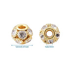 Craftdady 30Pcs 12mm Crystal Rhinestone Rondelle Spacer Beads Golden Disco Ball Loose Beads for Jewelry Making - color: Golden-12x10mm
