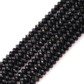 Faceted 4x6mm Natural Black Agate Stone Rondelle Spacer Gemstone Beads Loose Semi Gemstone Beads for Jewelry Making - color: Black Agate