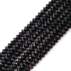 Faceted 4x6mm Natural Black Agate Stone Rondelle Spacer Gemstone Beads Loose Semi Gemstone Beads for Jewelry Making - color: Black Agate