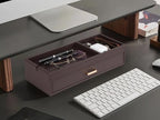 HofferRuffer Valet Jewelry Tray Organizer with Drawer, Faux Leather Storage Catchall Box Phone Charging Station Tray with Dresser Nightstand Desktop Drawer Organizer (Dark Brown) - color: Dark Brown