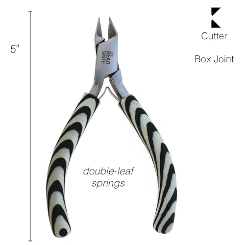 The Beadsmith Side Cutter – Zebra Print Line – 5 inches (127 mm) – Comfortable Handle with Double Leaf Springs – Jewelry Making Tool for Creating Bracelets, Earrings and Necklaces - size: side cutter - 5"