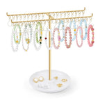 OAOLEER Bracelet Holder Organizer,2 Tier Jewelry Stands and Displays with 40 Movable Hooks Gold Bracelet Stand Jewelry Rack for Necklaces Bangles