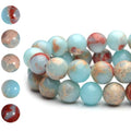 HAAMIIQII 6mm Blue Imperial Jasper Beads Round Gemstone Loose Beads for Jewelry Making 2 Strands (120-130pcs) - color: Blue Imperial Jasper, size: 6mm (120-130pcs)