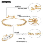 DanLingJewelry 10pcs Adjustable Slider Bracelet Slider Extender Chains Friendship Bracelets with Round Beads for Jewelry Making DIY 9 Inches(246mm) GG - color: StyleⅧ-10 pcs-Golden