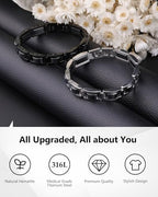 Feraco Mens Magnetic Bracelets, Classic Balck Titanium Stainless Steel Bracelet with Natural Hematite Magnet Stones,Men's Jewelry Gifts, 8.66 inch - color: Silver