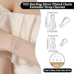 Beebeecraft 1 Box 80Pcs Teardrop Charms Dangle End Beads Extender Chain Drop Water Charms for Jewelry Making Findings - color: Silver, size: 6x3mm/8x4mm