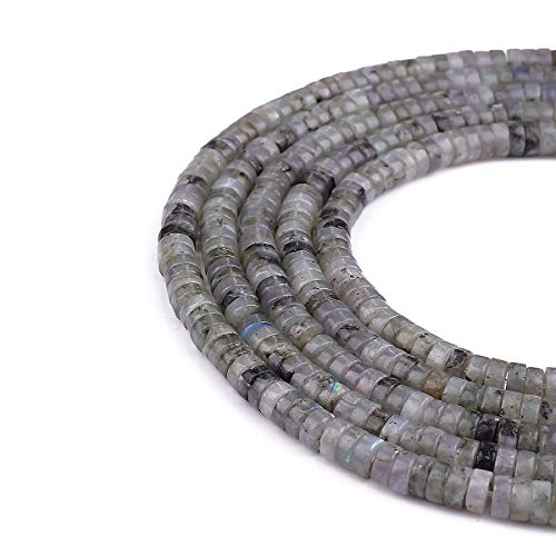 BEADIA Natural Spectrolite Spacer Beads Caps Loose Semi Gemstone for Beading Jewelry Making 6mmx3mm 38cm - color: Spectrolite, size: Round 6mm x 3mm
