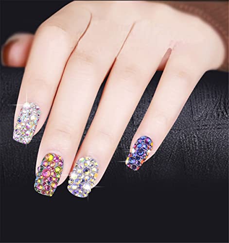 3000 Pieces SS6 2mm Flatback Rhinestones AB Clear Round Gems Crystals for Nail Art DIY Crafts Clothes Shoes Bags （Transparent AB） - color: Transparent AB, size: SS6/2mm