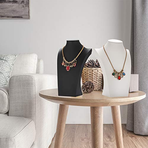 Polmart H3 Necklace Display Bust (White Leatherette, 11 ⅞”H) - color: White Leatherette, size: 11⅞"H