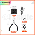 Tanstic 102Pcs 30 Feet Jewelry Making Chains Necklace Chains Bulk Cable Link Chain with 50Pcs Jump Rings, 50Pcs Lobster Clasps, Pliers for Bracelet Necklace Making(Black) - color: Black
