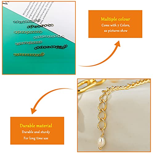350Pcs Chain Extender for Jewelry Making,Bracelet Extension Tails Stainless Steel Necklace Extension Chain for Necklaces Bracelet,Anklets,Jewelry Making Supplies - color: 350pcs Gold, KC gold, Silver,white K,antique green,gun black,rose gold