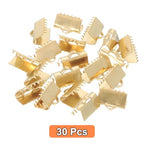 uxcell 30Pcs Ribbon End Crimp Clamps, 10.5mm Pinch Cord End Clasps Stainless Steel Curled Bead Clasp for Ribbon Lace Bookmark Ends Keychain DIY Making, Gold - size: 10.5mm