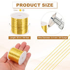 PATIKIL 26 Guage/ 0.4 mm 328 Feet Jewelry Craft Wire, 2 Pcs Copper Beading Wire with Plier for Beading Jewelry Making Supplies Earrings Bracelets Accessories Gardening, Silver/Gold - size: 328 feet x 26 Guage