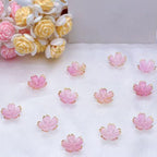 50Pcs Cherry Blossom Acrylic Flower Beads, Mini Floral Spacer Beads for Jewelry Making 5-Petal Gradient Flower Bead Gold-Plated Flowers Bead Charms for Bracelets (Pale Pink Gradient) - color: Pale Pink Gradient