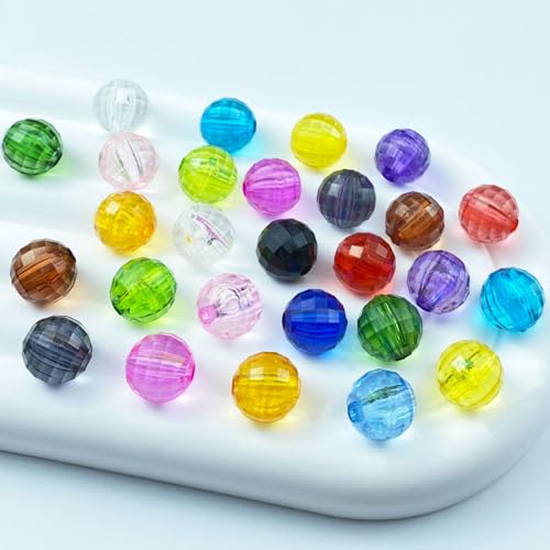 400 PCS 8mm Acrylic Round Faceted Beads Crystal Spacer Beads Multiple Faceted Loose Beads for DIY Jewelry Making Bracelet Necklace Earring Wind Chimes Wine Charms Sun Catchers(Multicolor) - color: 15-Multicolor, size: 8MM