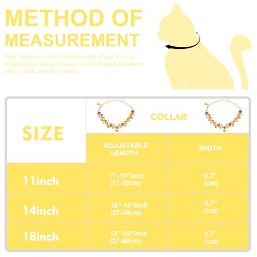 HOWWFALY Dog Collar and Cat Collar Gold Chain Necklace Stainless Steel Adjustable Yellow Diamonds Collar with Cute Pet Paw for Small Medium Pets Cats Dogs Kitten Puppy - color: Yellow, size: Medium