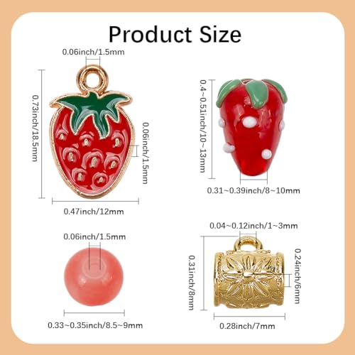SUNNYCLUE 1 Box About 390Pcs 4 Sets Bracelet Making Kit Strawberry Bracelet Kits Polymer Clay Glass Fruit Flower Wire Beads Sets for Jewelry Making Adults Supplies Women Beginners Adults Starter - style: Strawberry