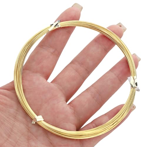 BEADIA 14K Gold Plated Wire 0.5mm 10 Meters Bead Cord for Bracelet Necklace Charm Beading Jewelry Making Findings - size: 0.5mm, style: 14K Gold