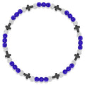 Beaded Baseball Necklace | Adjustable Sports Rope Chain with Baseball Cross Charm - Great Baseball Drip Gift for Players and Fans - color: Royal-White-Blk
