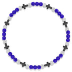 Beaded Baseball Necklace | Adjustable Sports Rope Chain with Baseball Cross Charm - Great Baseball Drip Gift for Players and Fans - color: Royal-White-Blk