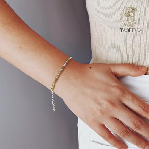 Natural Crystal Cut Bead Bracelet, 925 Silver Faceted Gemstone Jewelry for Women, Handmade Chakra Design Gift for Birthday Christmas Daily Wear - color: Green Peridot