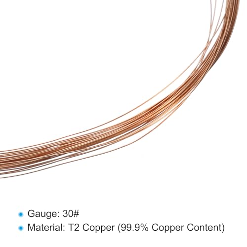 PATIKIL 32.8 Feet Solid Bare Copper Wire 30 Gauge 99.9% Pure Copper Wire 0.25mm Soft Beading Wire Metal Plant Stem Tie for Jewelry Craft (10m) - size: 0.25mmx10m