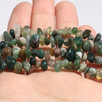 30in Moss Agate Natural Chip Stone Beads 5-8mm About 230pcs, Irregular Drilled Green Bead for Bracelets Jewelry Making Supplies for Adults, DIY Crafts. - color: Moss Agate