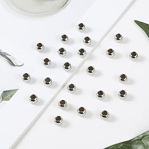 60 Pcs 304 Stainless Steel Smooth Round Spacer Beads 5mm Hole,Seamless Loose Beads for DIY Bracelet Jewelry Making Findings 9mm - color: steel, size: 9*5mm