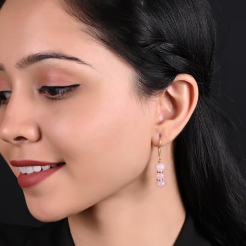 Gempires Lightweight Beaded Earrings Handmade Gemstone Jewelry Hypoallergenic Gold Plated Dangling Earrings For Women