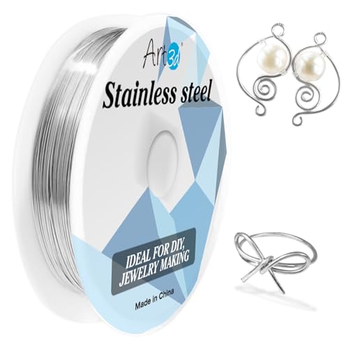 Art3d 18 Gauge Stainless Steel Wire, Bendable Soft Crafting Wire for Jewelry Making Earring Beading DIY Wrapping Sculpting - 120 FT Silver - color: Stainless Steel, size: 18 Gauge / 120 Ft